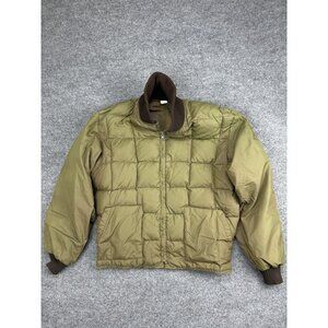 Vintage Miller Goose Down Jacket Mens Large Brown Nylon Puffer Quilted Bomber